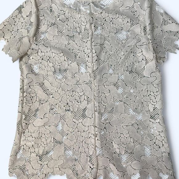 Three Dots White Floral Lace Tee – Size Small - Picture 6 of 7